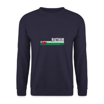 Ruthin: Embrace Welsh Heritage and Charm - Unisex Sweatshirt - navy - Front - Alina (178cm) & Michal (187cm)