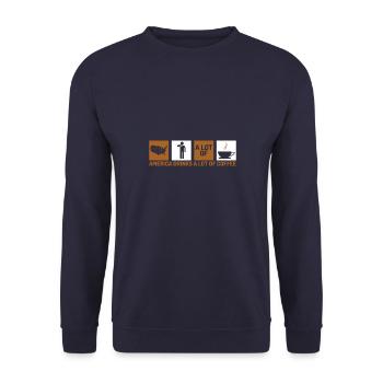 Propulsé par la caféine Le café me rend heureux Ges - Sweat-shirt Unisexe - marine - Devant - Alina (178cm) & Michal (187cm)