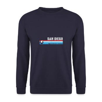 San Diego Kalifornien Vintage Retro Küstenstil - Unisex Pullover - Navy - Vorne - Alina (178cm) & Michal (187cm)