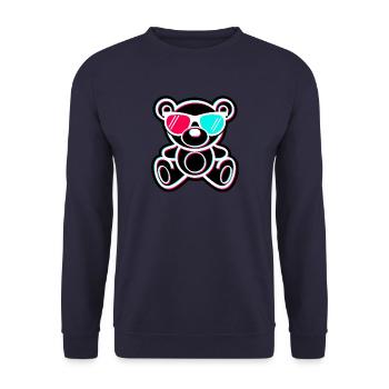 Cool Teddy Bear Tik Tok Style glitch Effekt - Unisex Pullover - Navy - Vorne - Alina (178cm) & Michal (187cm)