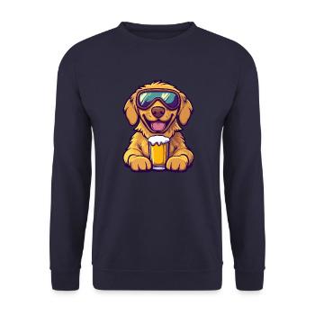 Golden Retriever Hund Apres Ski Bier Comic Lustig - Unisex Pullover - Navy - Vorne - Alina (178cm) & Michal (187cm)
