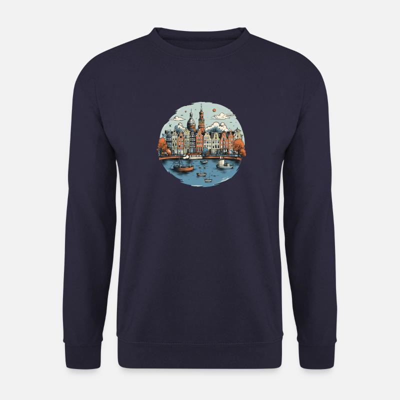 Amsterdam Skyline Holiday Design - Unisex Sweatshirt - navy