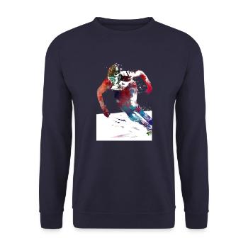 Eisschnelllauf-Sportkunst #skating - Unisex Pullover - Navy - Vorne - Alina (178cm) & Michal (187cm)