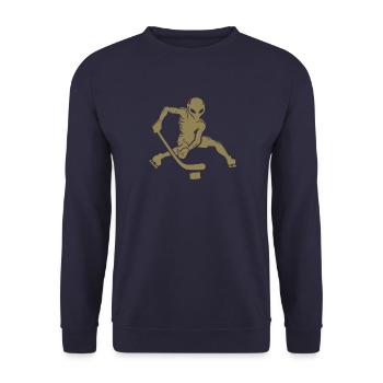 Alien Ice Hockey Player Minimalist Silhouette - Unisex Sweatshirt - navy - Front - Alina (178cm) & Michal (187cm)