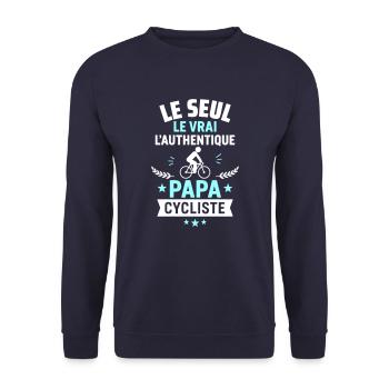 Papa cycliste authentique Fête des pères vélo - Sweat-shirt Unisexe - marine - Devant - Alina (178cm) & Michal (187cm)