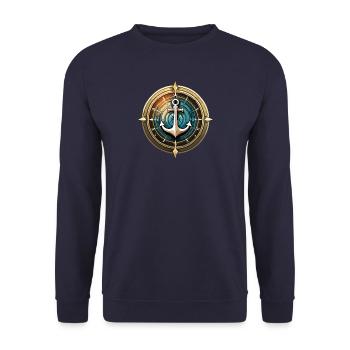 Boat Anchor, Compass, Marine, Sailor - Unisex Sweatshirt - navy - Front - Alina (178cm) & Michal (187cm)