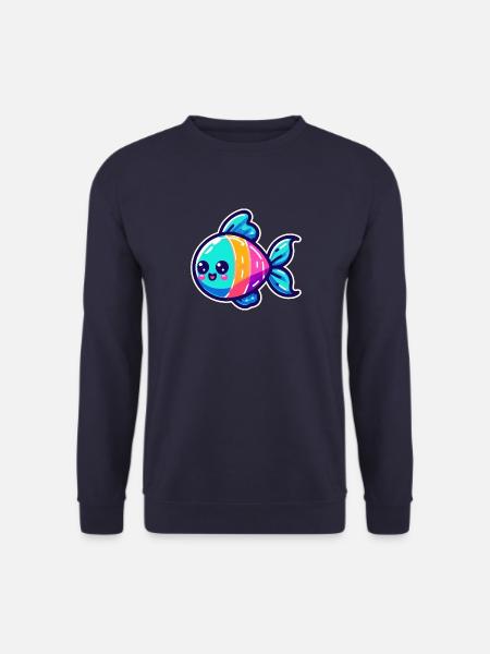 Rainbow Fish Design - Unisex Sweatshirt - navy