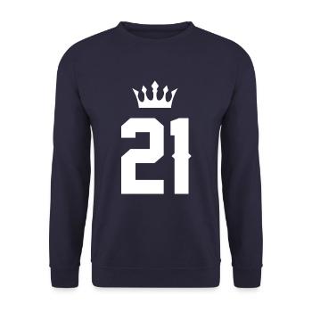 21 Number crown - Unisex Sweatshirt - navy - Front - Alina (178cm) & Michal (187cm)