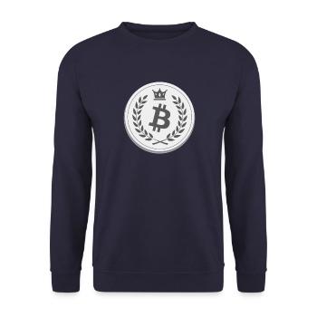 Bitcoin - Unisex Pullover - Navy - Vorne - Alina (178cm) & Michal (187cm)