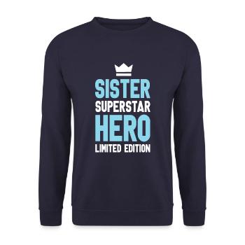 Sister Limited Edition Saying - Sweat-shirt Unisexe - marine - Devant - Alina (178cm) & Michal (187cm)