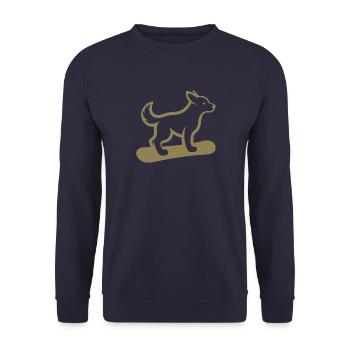 Hund Snowboard Snowboarder Minimalistisches Design - Unisex Pullover - Navy - Vorne - Alina (178cm) & Michal (187cm)