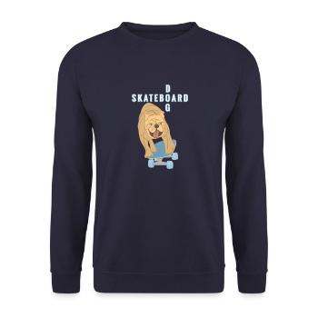 Skateboard Hund Mops Bulldogge blau braun sport - Unisex Pullover - Navy - Vorne - Alina (178cm) & Michal (187cm)