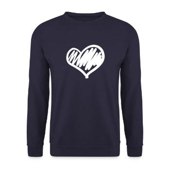 grand cœur dessiné à la main - Sweat-shirt Unisexe - marine - Devant - Alina (178cm) & Michal (187cm)