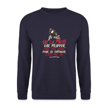 "Je fais de la moto" t-shirt humour moto - Sweat-shirt Unisexe - marine - Devant - Alina (178cm) & Michal (187cm)