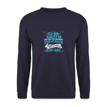 JURISTIN - Unisex Pullover - Navy - Vorne - Alina (178cm) & Michal (187cm)