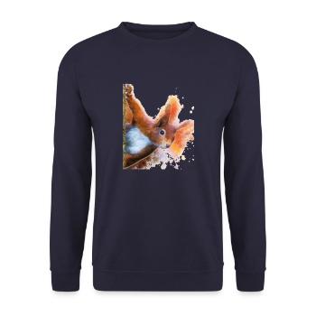 Eichhörnchen Aquarelldesign - Unisex Pullover - Navy - Vorne - Alina (178cm) & Michal (187cm)