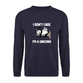 Je m’en fous je suis une licorne - Sweat-shirt Unisexe - marine - Devant - Alina (178cm) & Michal (187cm)
