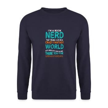 I'm a Book Nerd Tee Love Book gift - Unisex Pullover - Navy - Vorne - Alina (178cm) & Michal (187cm)