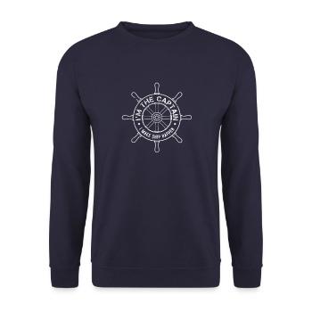 Captain - Boat Sailing Captain Maritim Gift - Unisex Sweatshirt - navy - Front - Alina (178cm) & Michal (187cm)