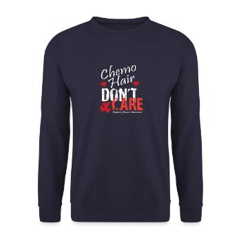 Anti Krebs Chemo Therapie Haare Familien Geschenk - Unisex Pullover - Navy - Vorne - Alina (178cm) & Michal (187cm)