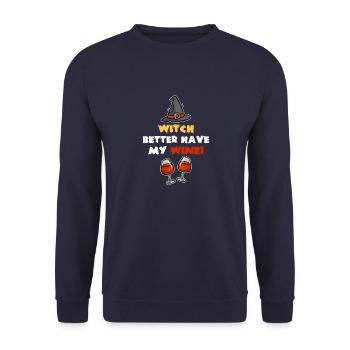 Witch halloween wine costume gift - Unisex Sweatshirt - navy - Front - Alina (178cm) & Michal (187cm)