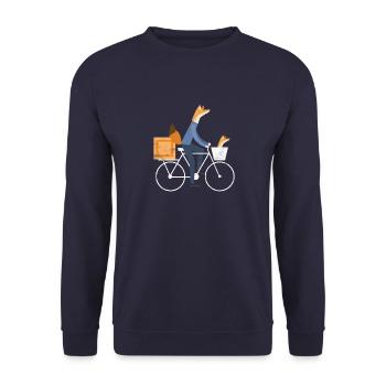 Gift Fox Bike Bicycle Courier Cycling Wheel - Unisex Sweatshirt - navy - Front - Alina (178cm) & Michal (187cm)