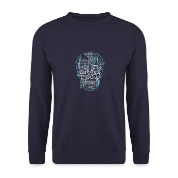 electric skull tshirt ✅ - Unisex Pullover - Navy - Vorne - Alina (178cm) & Michal (187cm)