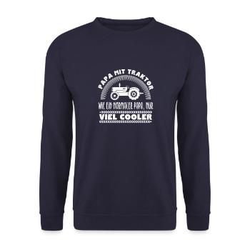 Papa mit Traktor - Unisex Pullover - Navy - Vorne - Alina (178cm) & Michal (187cm)