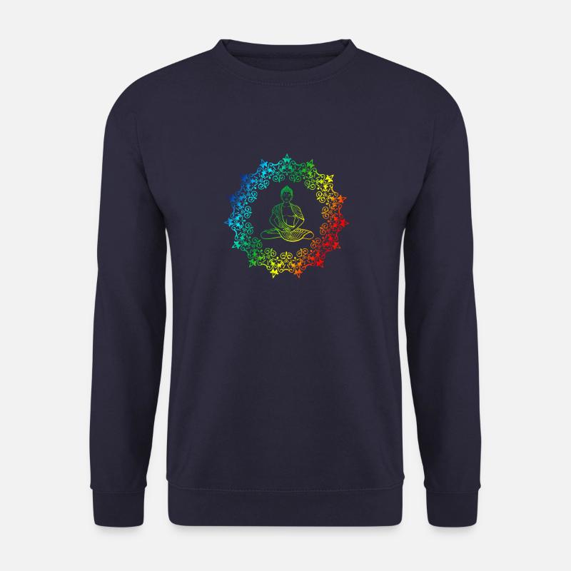 Regenbogen Buddha - Mandala Yoga Meditation - Unisex Pullover - Navy