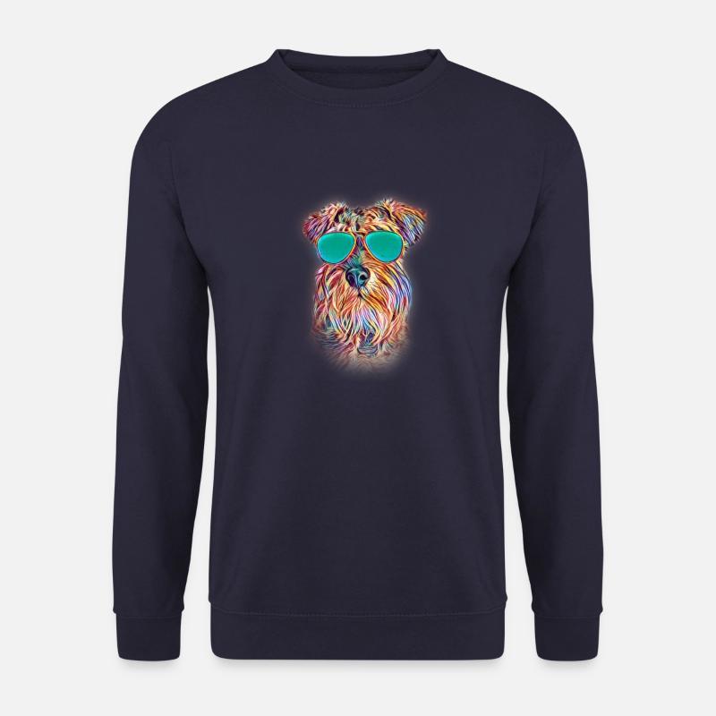Zwergschnauzer Colorful Neon Dog Sunglasses - Unisex Pullover - Navy