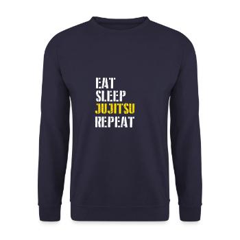 Eat. Sleep. Jujitsu. Repeat. - Unisex Sweatshirt - navy - Front - Alina (178cm) & Michal (187cm)