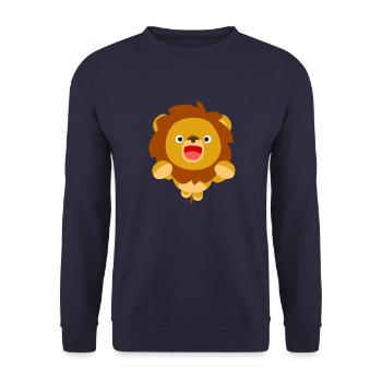Hallo! Niedlich Trickfilm Löwe -Cheerful Madness!! - Unisex Pullover - Navy - Vorne - Alina (178cm) & Michal (187cm)