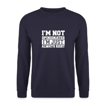 Je ne suis pas d’opinion juste toujours juste - Sweat-shirt Unisexe - marine - Devant - Alina (178cm) & Michal (187cm)