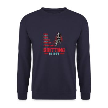Never Quitting Motocross Dirt Bike - Unisex Sweatshirt - navy - Front - Alina (178cm) & Michal (187cm)