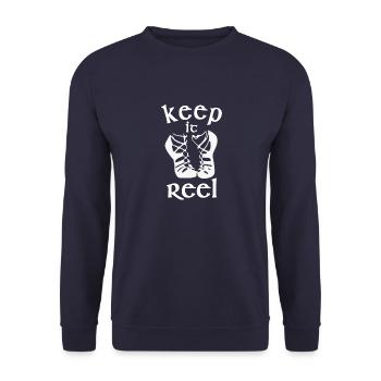 Cool Keep it Reel irish dance design - Unisex Sweatshirt - navy - Front - Alina (178cm) & Michal (187cm)