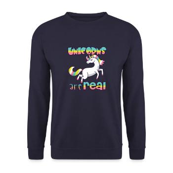 Einhörner sind real - Unisex Pullover - Navy - Vorne - Alina (178cm) & Michal (187cm)