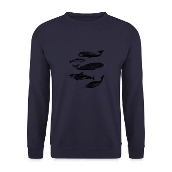 whale illustrations - Unisex Pullover - Navy - Vorne - Alina (178cm) & Michal (187cm)