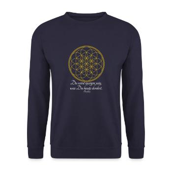 Blume des Lebens spirituell medititation chakra - Unisex Pullover - Navy - Vorne - Alina (178cm) & Michal (187cm)