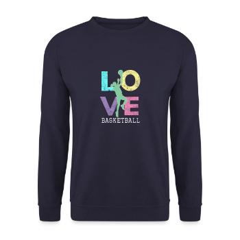 Cute Basketball Lover Girls Gift for Ballers - Unisex Sweatshirt - navy - Front - Alina (178cm) & Michal (187cm)