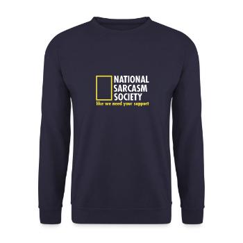 Nationale Sarkasmus Gesellschaft - Unisex Pullover - Navy - Vorne - Alina (178cm) & Michal (187cm)