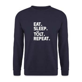 eat sleep tölt repeat pferde stall - Unisex Pullover - Navy - Vorne - Alina (178cm) & Michal (187cm)