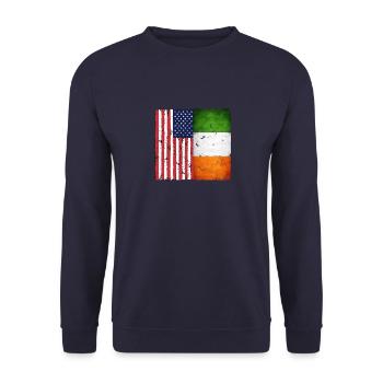Retro American Irish gift design - Unisex Sweatshirt - navy - Front - Alina (178cm) & Michal (187cm)