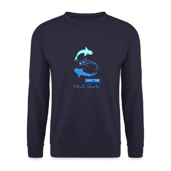 Save the Whale Sharks Shirt - Unisex Pullover - Navy - Vorne - Alina (178cm) & Michal (187cm)