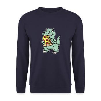Kawaii Dino Pizza Fantasy Kids Food Comic - Unisex Sweatshirt - navy - Front - Alina (178cm) & Michal (187cm)