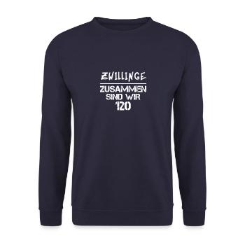 zwillinge zusammen 120 60 Jahre alt Geschenkidee - Unisex Pullover - Navy - Vorne - Alina (178cm) & Michal (187cm)