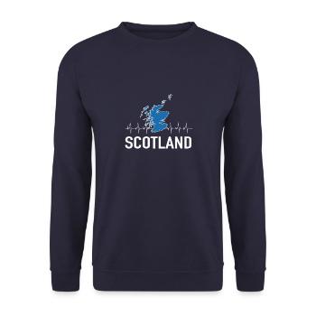 Cadeau de Kilt Cornemuse Écosse - Sweat-shirt Unisexe - marine - Devant - Alina (178cm) & Michal (187cm)