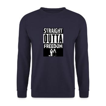 Soirée entre célibataires Straight Outta Freedom JGA - Sweat-shirt Unisexe - marine - Devant - Alina (178cm) & Michal (187cm)