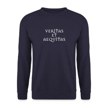 veritas et aequitas Lateinische Sprüche Latein - Unisex Pullover - Navy - Vorne - Alina (178cm) & Michal (187cm)