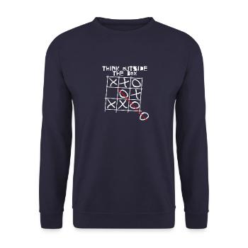 Think Outside The Box I Besonders I Einzigartig - Unisex Pullover - Navy - Vorne - Alina (178cm) & Michal (187cm)