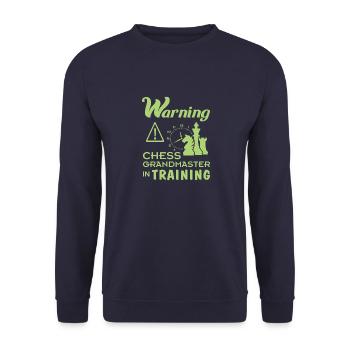 Lustiges Schach Großmeister in der Ausbildung Geschenk für - Unisex Pullover - Navy - Vorne - Alina (178cm) & Michal (187cm)